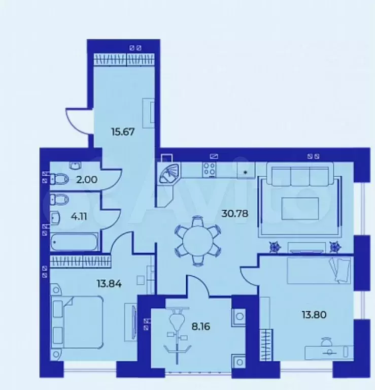 2-к. квартира, 88,1 м, 7/9 эт. - Фото 1