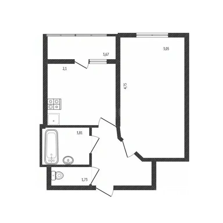 1-к кв. Белгородская область, Белгородский район, Северный городское ... - Фото 1