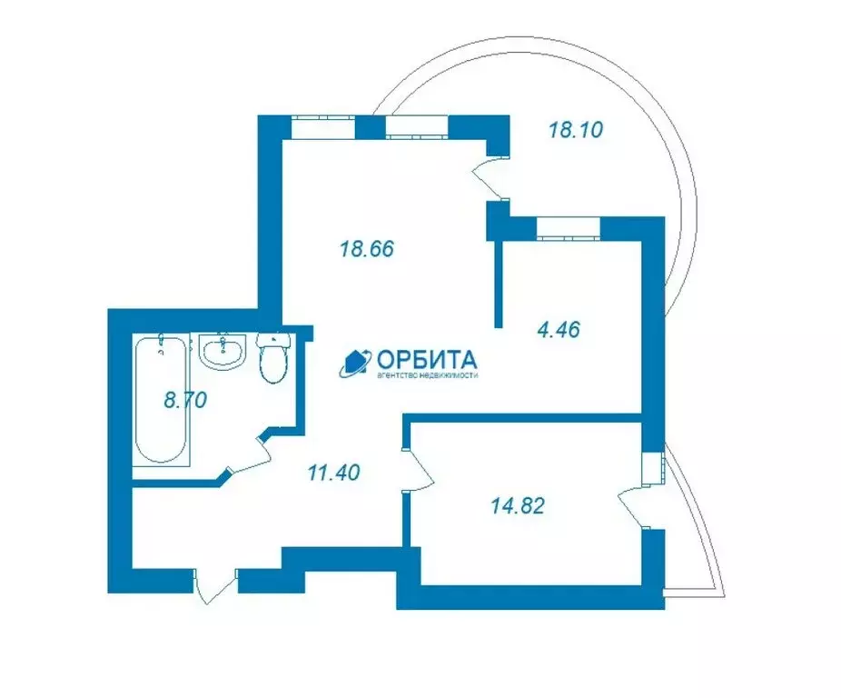 2-комнатная квартира: Тюмень, улица Федюнинского, 64 (73.4 м) - Фото 2