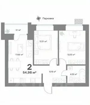 2-к кв. Нижегородская область, Выкса  (54.98 м) - Фото 0