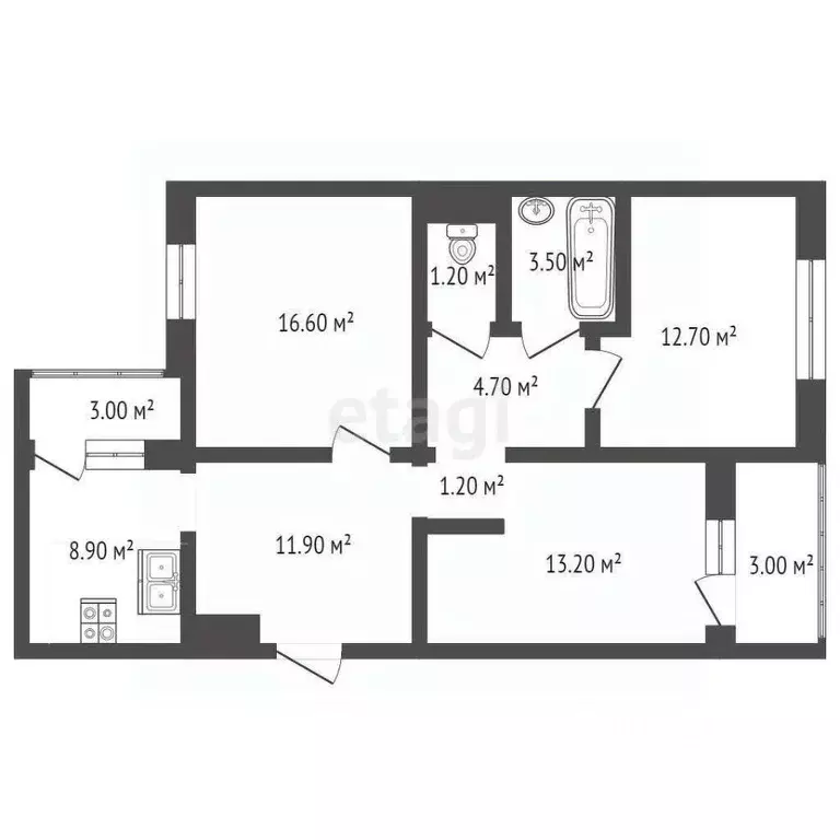 3-к кв. Ростовская область, Ростов-на-Дону ул. Ткачева, 25 (76.9 м) - Фото 1