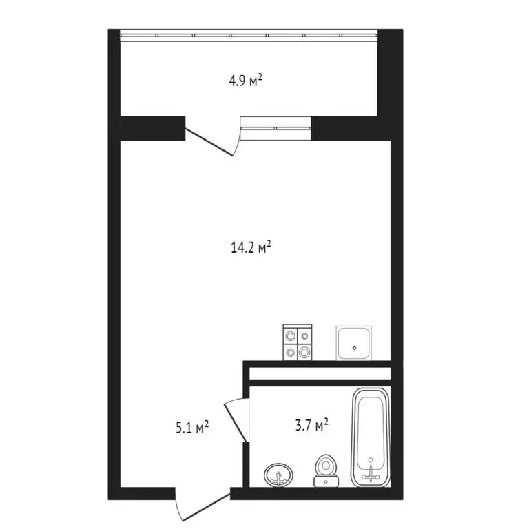 Квартира-студия: Тюмень, улица Братьев Бондаревых, 5 (27.9 м) - Фото 1