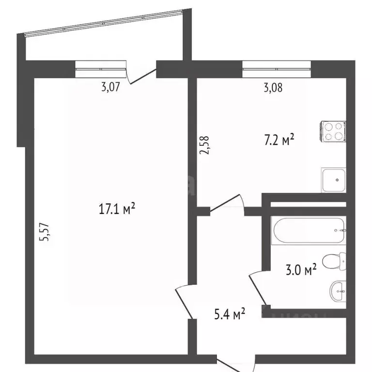 1-к кв. Хабаровский край, Хабаровск ул. Суворова, 28 (32.5 м) - Фото 2
