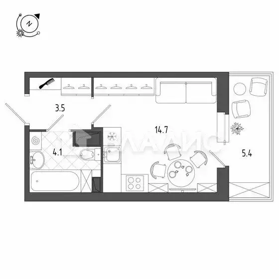 Квартира-студия: Санкт-Петербург, Дальневосточный проспект, 23 (27.7 ... - Фото 0