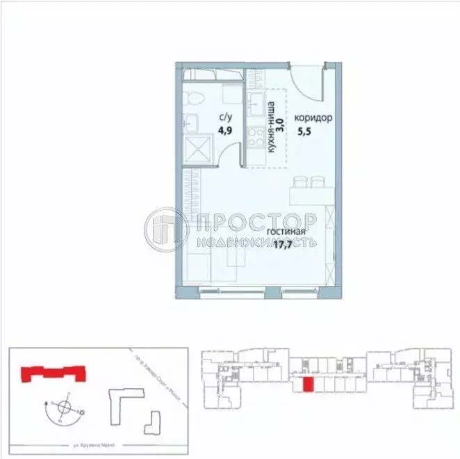 Свободной планировки кв. Москва ул. Крузенштерна, 7 (31.1 м) - Фото 1