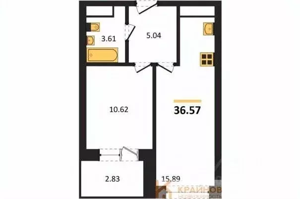 1-к кв. Воронежская область, Воронеж Транспортная ул., 58 (36.57 м) - Фото 1
