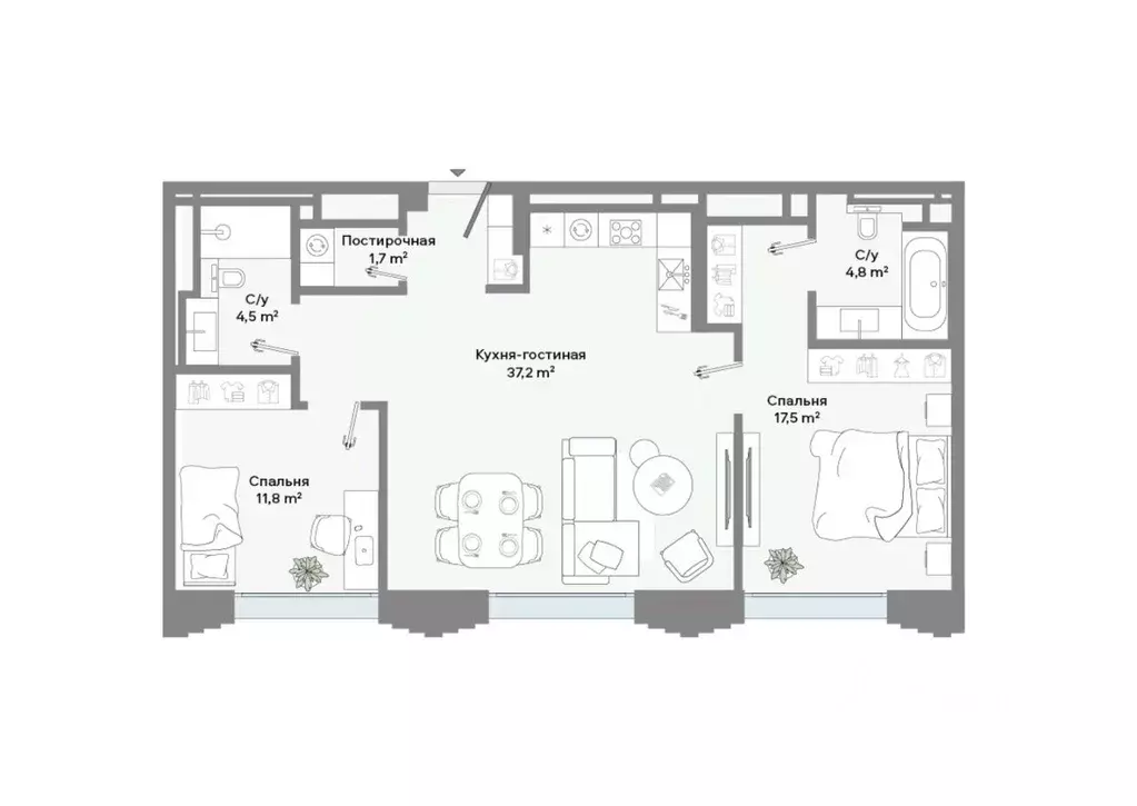 2-к кв. Москва Ленинский просп., 2 (77.5 м) - Фото 2