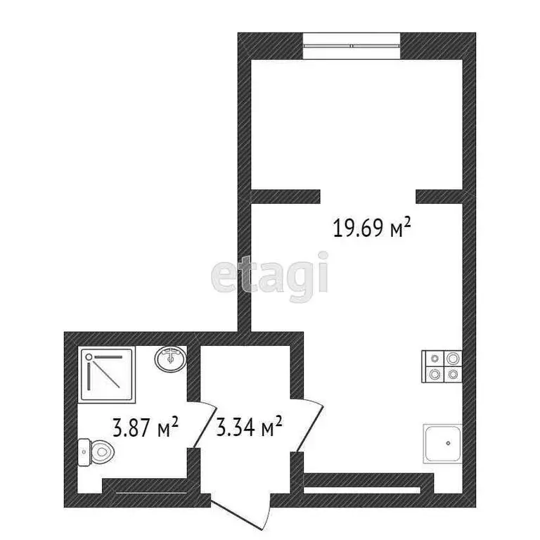 Квартира-студия: Тюмень, улица Фармана Салманова, 5 (26.9 м) - Фото 0