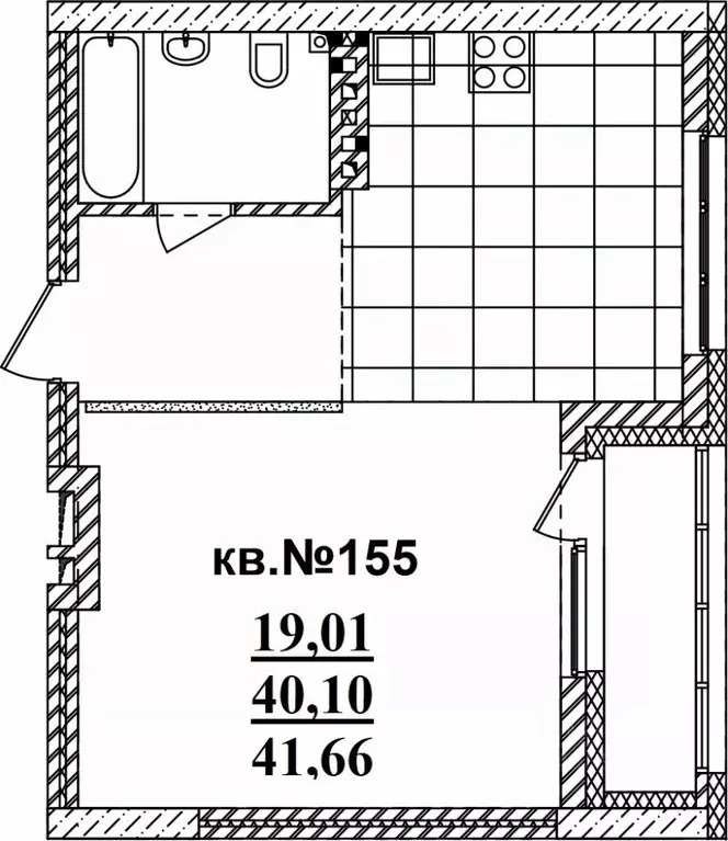 Студия Новосибирская область, Новосибирск Садовая ул., 17 (41.66 м) - Фото 0