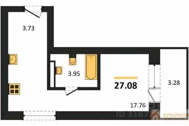 Студия Воронежская область, Воронеж Транспортная ул., 58 (27.08 м) - Фото 0