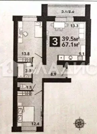 3-к кв. Пензенская область, Пенза ул. Шмидта, 7к1 (65.0 м) - Фото 2