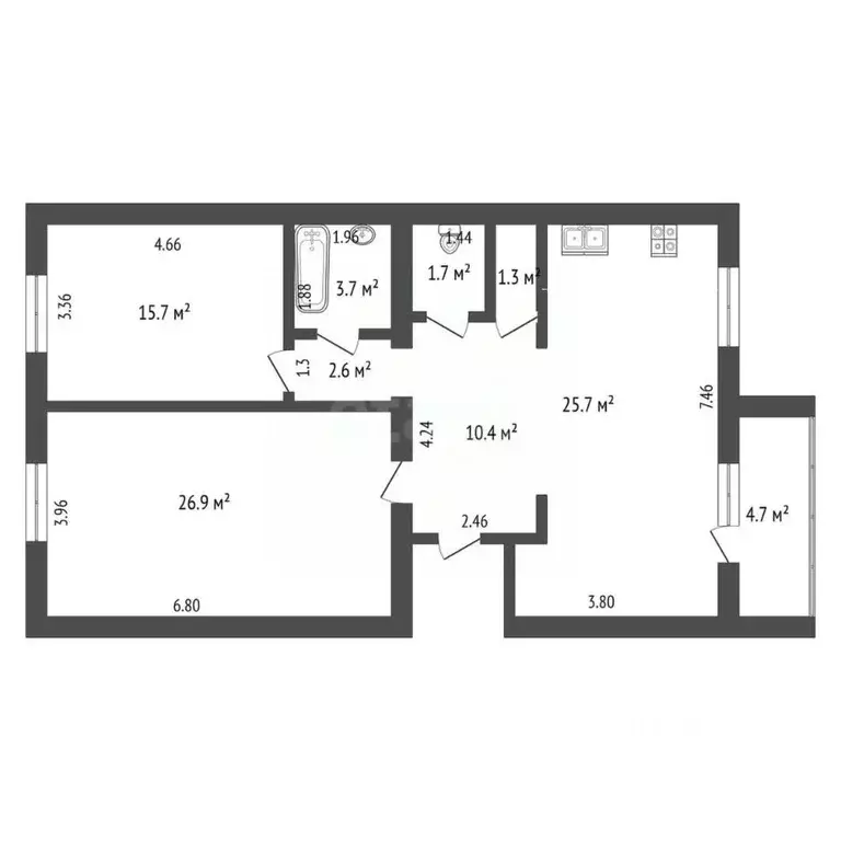 2-к кв. Ямало-Ненецкий АО, Тарко-Сале Пуровский район, ул. Республики, ... - Фото 2