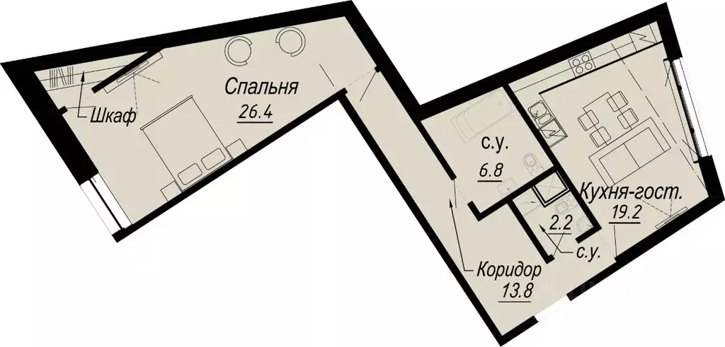 1-к кв. Санкт-Петербург наб. Реки Карповки, 27 (68.4 м) - Фото 0