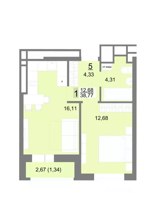 1-к кв. Свердловская область, Екатеринбург ул. Тенистая, 8с5 (38.77 м) - Фото 0