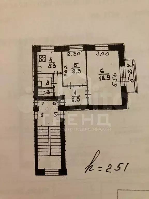 2-к. квартира, 42,6 м, 2/4 эт. - Фото 0