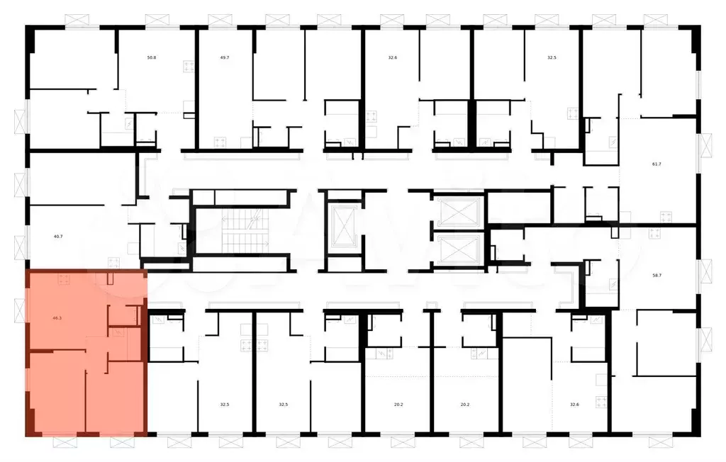 2-к. квартира, 46,3 м, 24/24 эт. - Фото 1