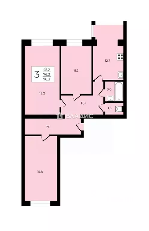 3-к кв. Карелия, Петрозаводск проезд Луганский, 5 (76.3 м) - Фото 1