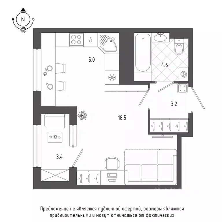 Студия Санкт-Петербург бул. Измайловский, 9 (32.9 м) - Фото 0