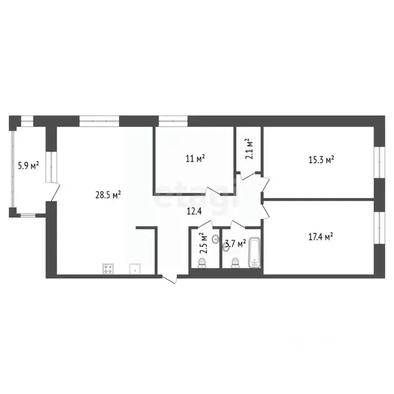 4-к кв. Красноярский край, Красноярск Судостроительная ул., 88 (98.8 ... - Фото 1