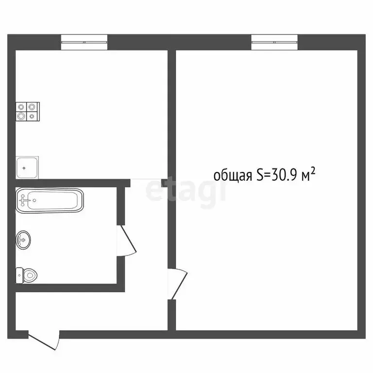 1-комнатная квартира: Бийск, Ленинградская улица, 39 (30.8 м) - Фото 0