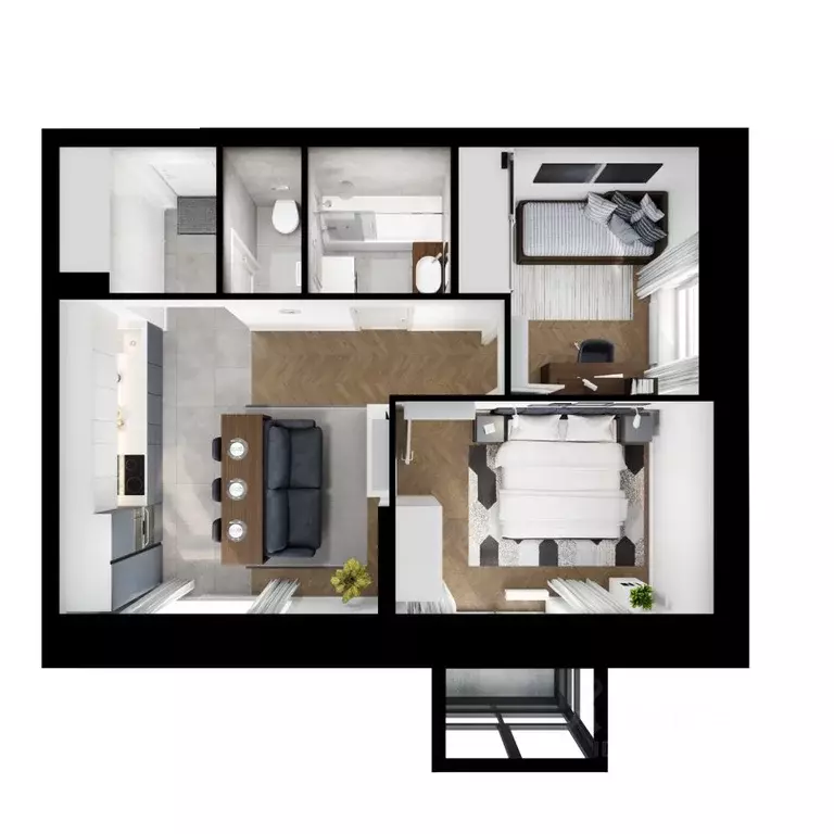 2-к кв. Свердловская область, Екатеринбург ул. Хуторская, 1/6 (48.1 м) - Фото 2