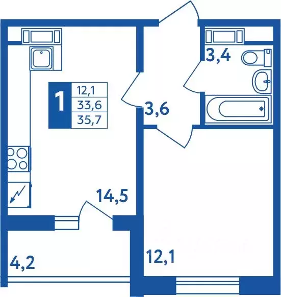 1-к кв. Башкортостан, Уфа Дема жилрайон, Новая Дема жилой комплекс ... - Фото 1