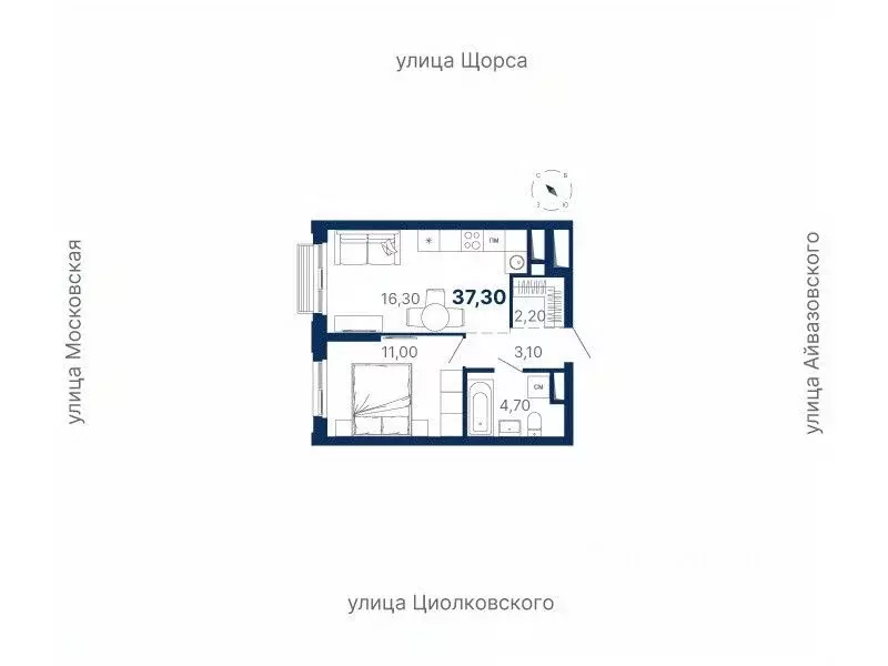 1-к кв. Свердловская область, Екатеринбург ул. Московская, 249/2 (37.3 ... - Фото 0