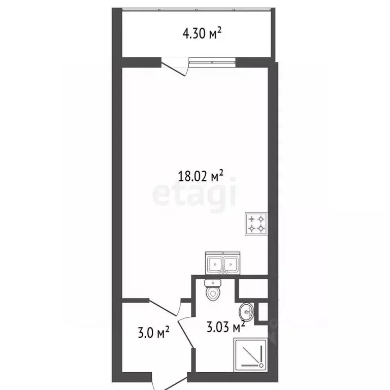 Студия Санкт-Петербург Фарфоровская ул., 7к2 (24.0 м) - Фото 1