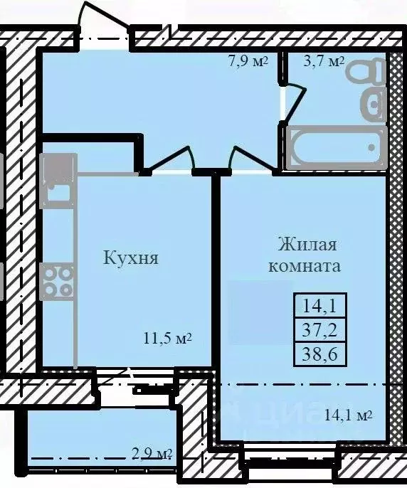 1-к кв. Тамбовская область, Тамбовский муниципальный округ, д. Крутые ... - Фото 1