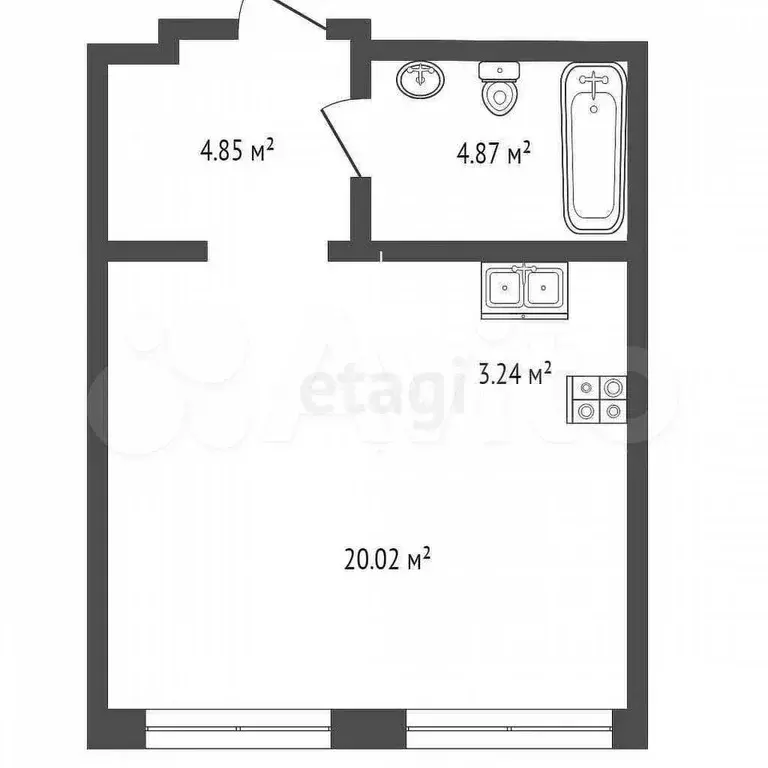 Квартира-студия, 32,8 м, 2/7 эт. - Фото 0