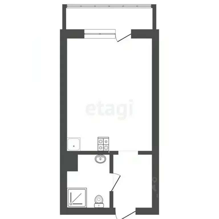 Студия Тюменская область, Тюмень Комбинатская ул., 54к2 (24.8 м) - Фото 1
