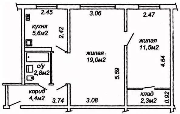 2-к кв. Челябинская область, Челябинск ул. Кирова, 2 (42.3 м) - Фото 0