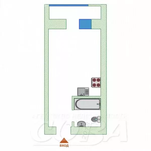Квартира-студия: Тюмень, Полевая улица, 109к1 (25 м) - Фото 1