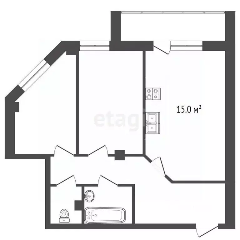 2-к кв. Тюменская область, Тюмень ул. Василия Гольцова, 2к3 (54.4 м) - Фото 2