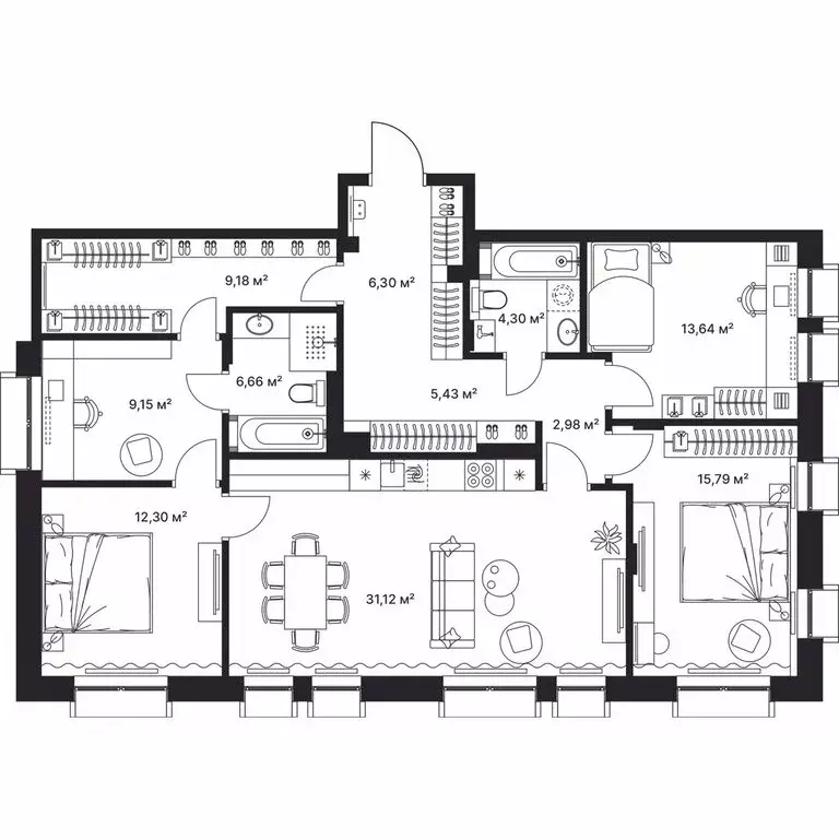 3-комнатная квартира: Киржач, улица Свердлова, 10А (116.85 м) - Фото 0