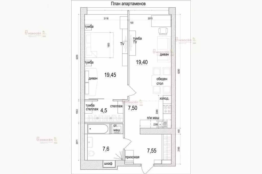 2-комнатная квартира: Екатеринбург, улица Белинского, 108 (66.5 м) - Фото 0