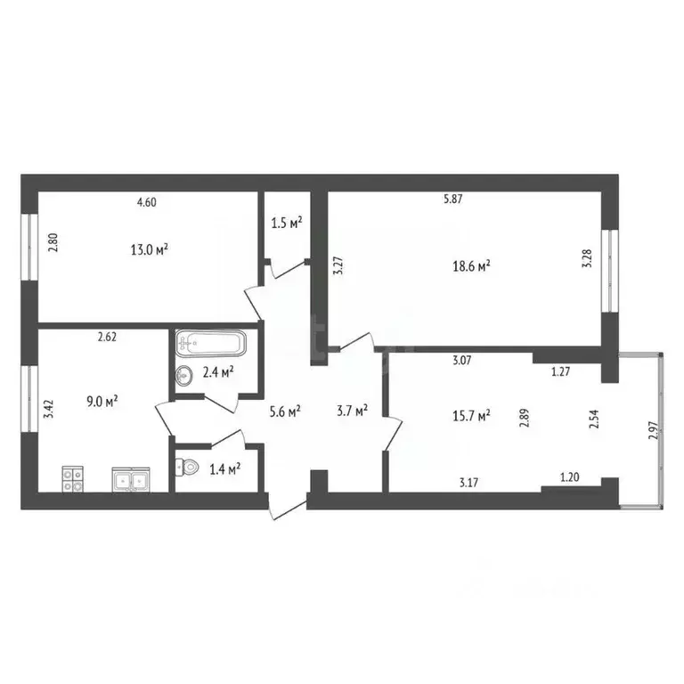 Комната Севастополь ул. Хрусталева, 163 (42.8 м) - Фото 1