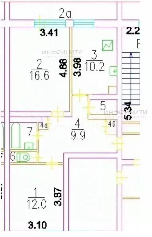 2-к кв. Москва Харьковский проезд, 11К4 (54.0 м) - Фото 2