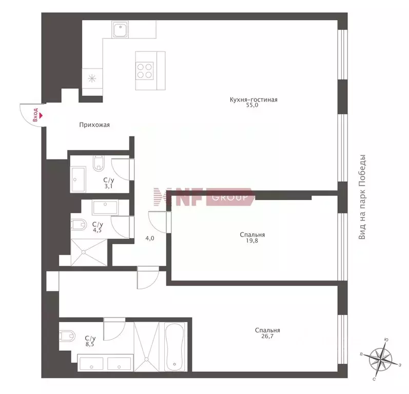 3-к кв. Москва Поклонная ул., 9 (128.0 м) - Фото 2