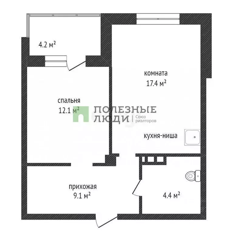 2-к кв. Красноярский край, Красноярск Лесопарковая ул., 41 (43.5 м) - Фото 1