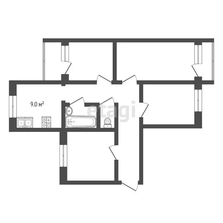 4-комнатная квартира: Белгород, улица Щорса, 46 (80 м) - Фото 1