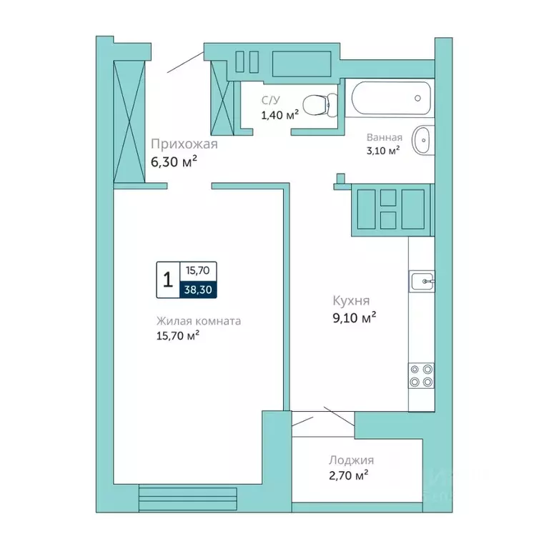 1-к кв. Ростовская область, Батайск  (38.3 м) - Фото 1