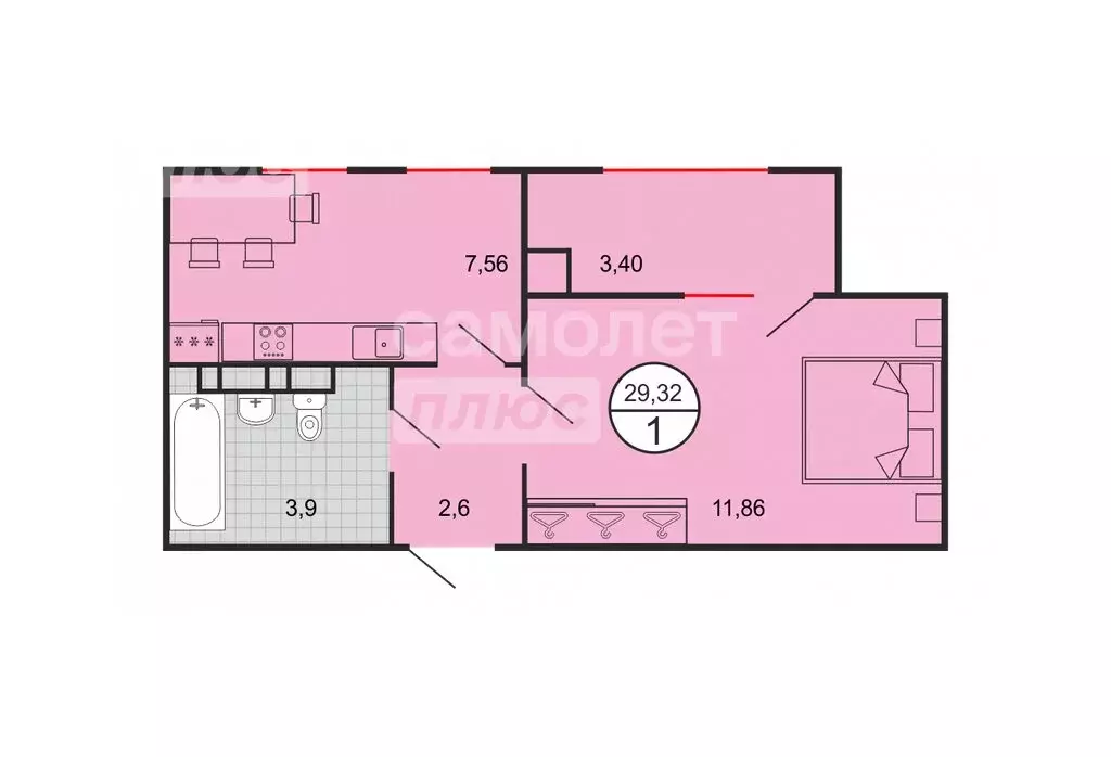 1-комнатная квартира: Ставрополь, Бакинская улица, 2 (29.3 м) - Фото 1
