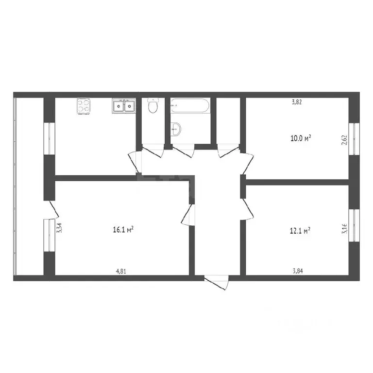 3-к кв. Томская область, Томск Киевская ул., 28 (65.0 м) - Фото 1