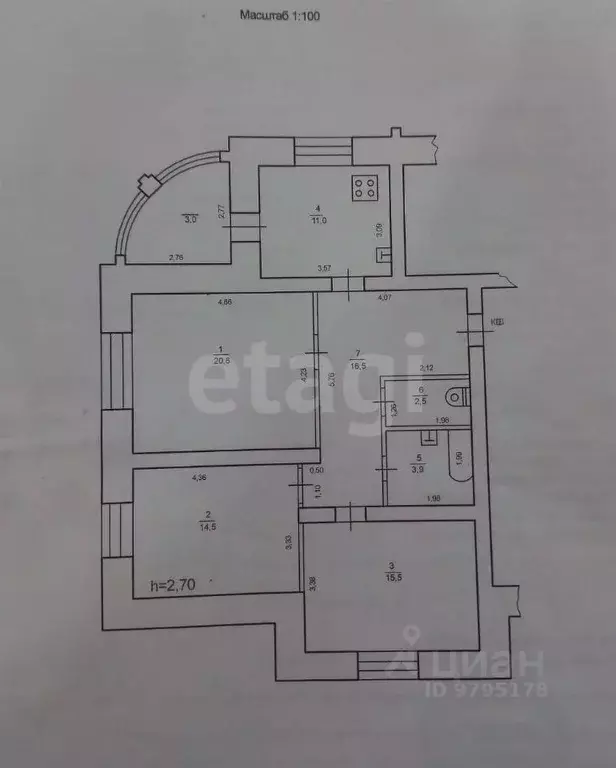 3-к кв. Татарстан, Зеленодольск Первомайская ул., 8 (84.5 м) - Фото 1