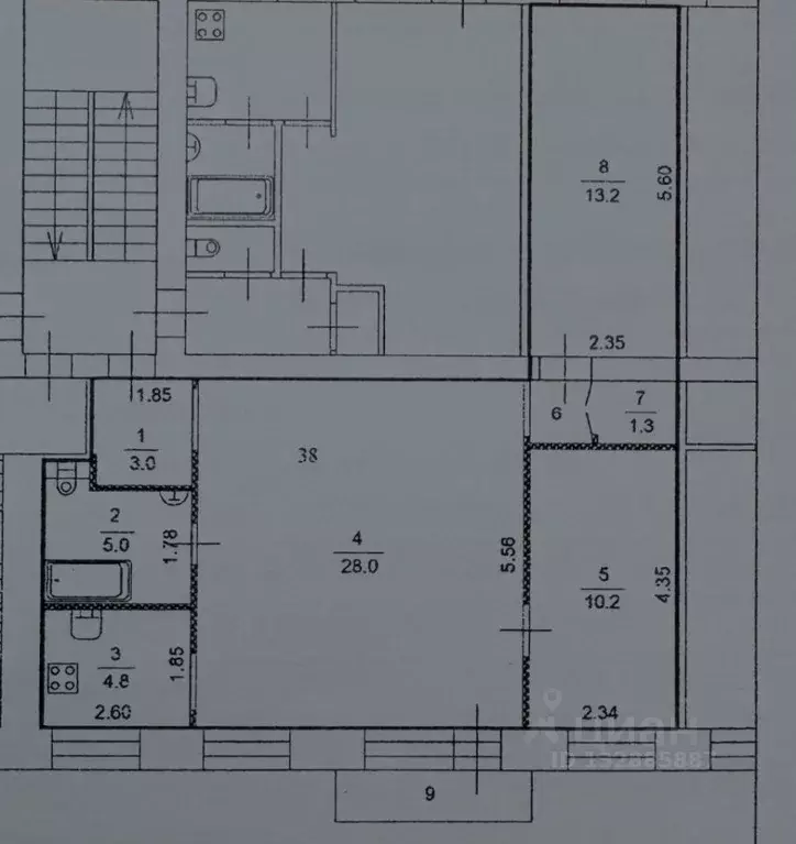 3-к кв. Омская область, Омск ул. Косарева, 34 (66.6 м) - Фото 2
