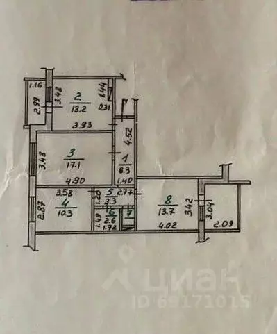 3-к кв. Орловская область, Орел Пожарная ул., 28 (67.5 м) - Фото 1