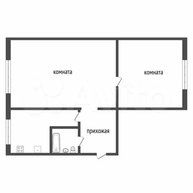 2-к. квартира, 43,6 м, 2/5 эт. - Фото 0