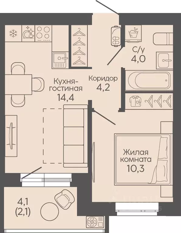 1-к кв. Волгоградская область, Волгоград Трехгорная ул., 27 (35.1 м) - Фото 1