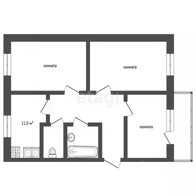 3-к кв. Ярославская область, Рыбинск ул. Сурикова, 4 (67.1 м) - Фото 2